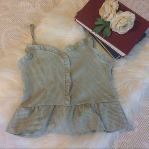 Goodnight macaroon gingham ruffle cropped tank